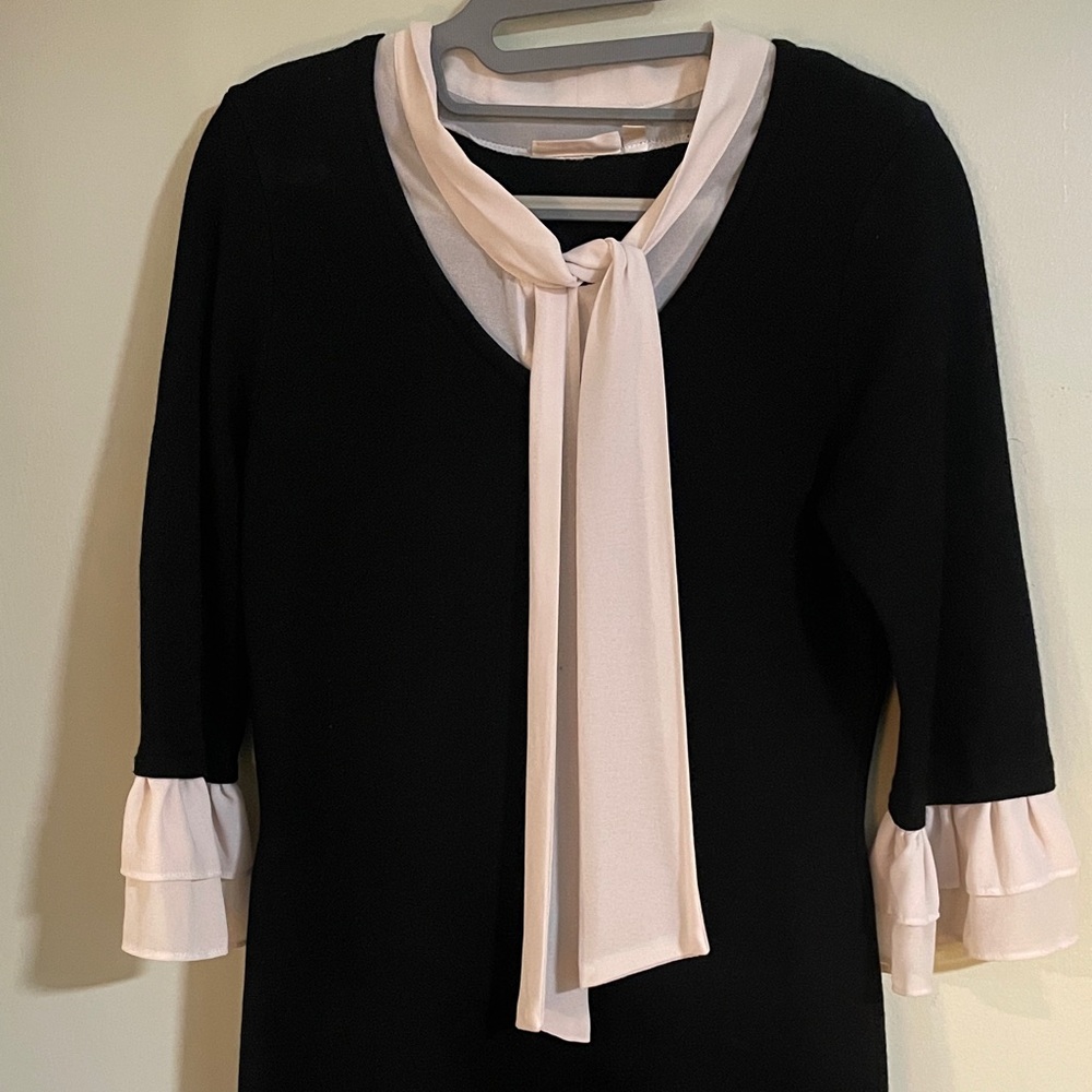 Black Dress with Cream Accents